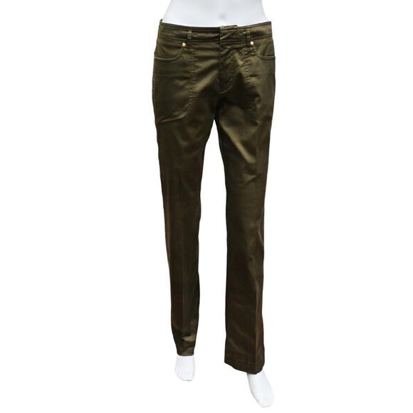 Gucci Straight Leg Pants Olive Green Size 4 Womens Cotton - Picture 1 of 3